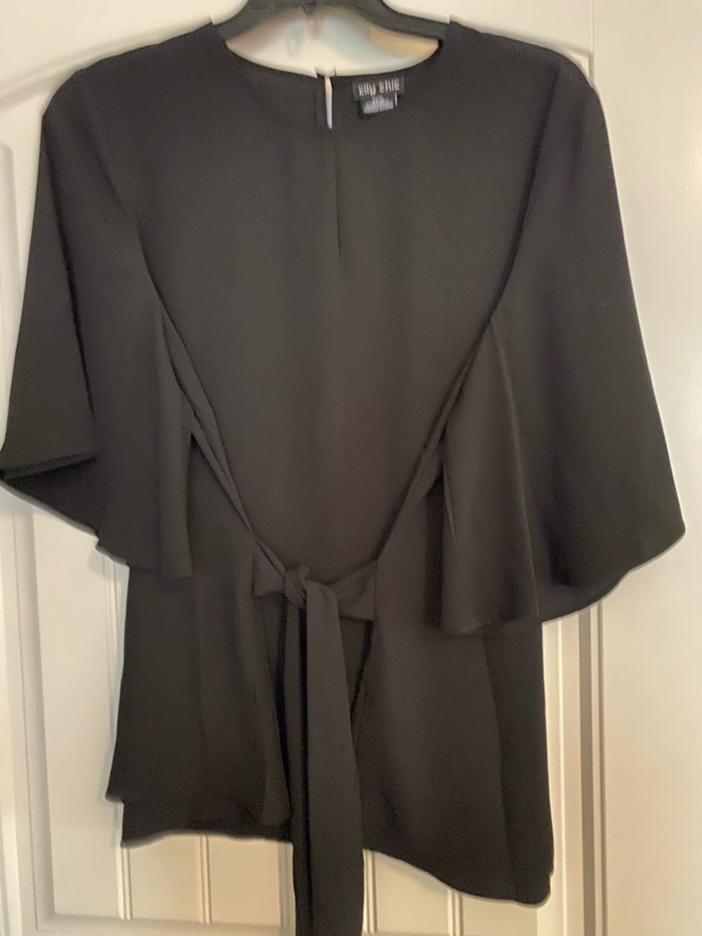 City Chic Black Flowy Tie-Back Blouse